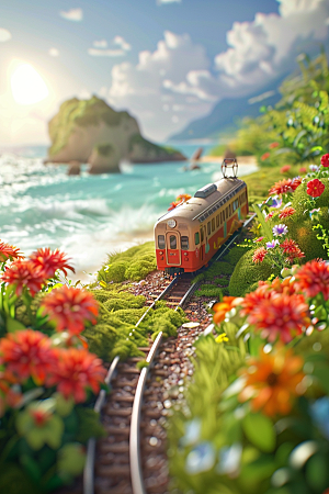 开往春天的列车繁花似锦立体微距摄影