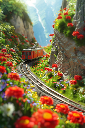 开往春天的列车繁花似锦花朵微距摄影