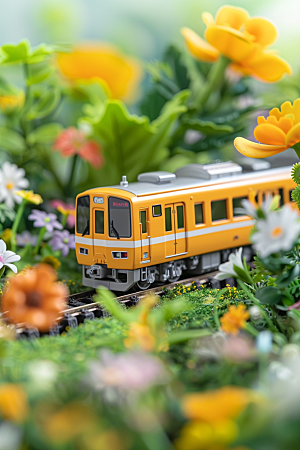 开往春天的列车火车春季微距摄影