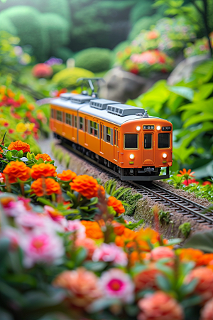开往春天的列车繁花似锦火车微距摄影