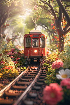 开往春天的列车花朵立体微距摄影