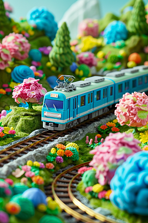 开往春天的列车立体繁花似锦微距摄影