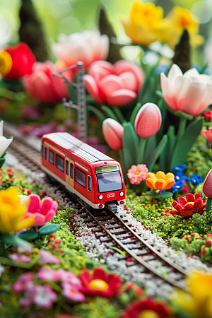 开往春天的列车春季立体微距摄影