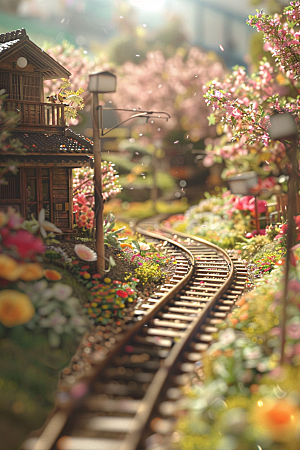 开往春天的列车灿烂火车微距摄影
