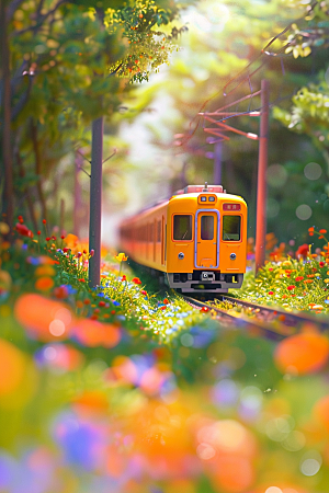 开往春天的列车灿烂立体微距摄影