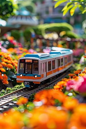 开往春天的列车花朵立体微距摄影