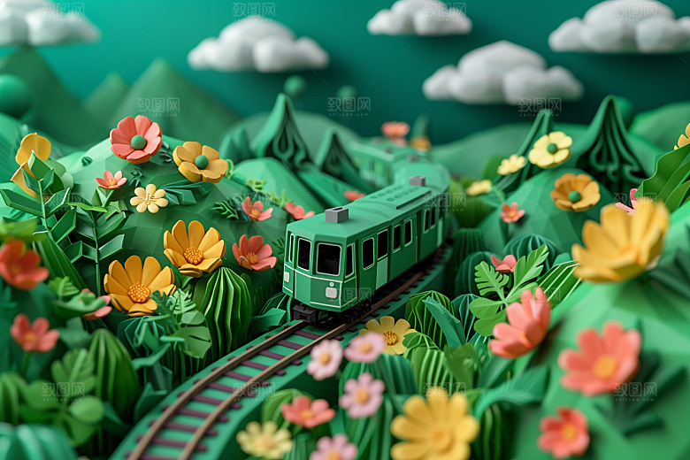 开往春天的列车3D立体微距摄影