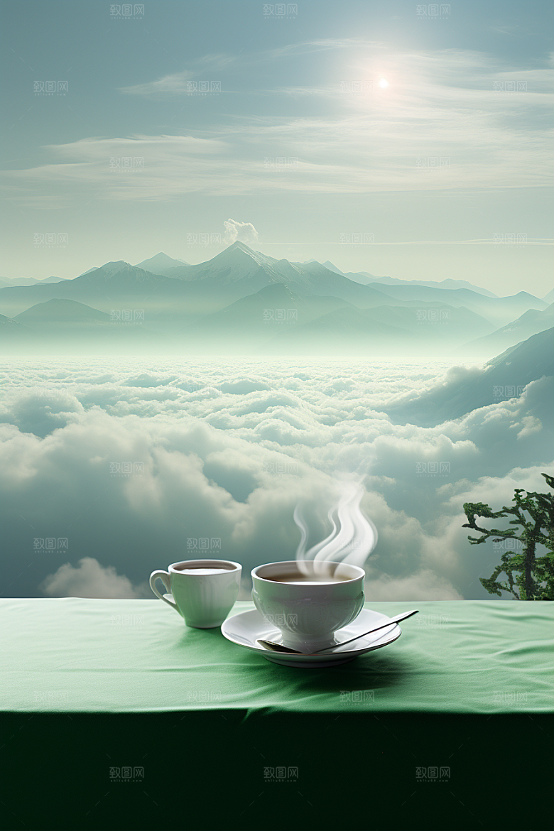 春季奶茶绿茶清新商品模型