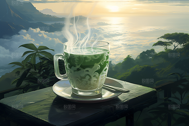 春季奶茶热饮原叶新茶商品模型