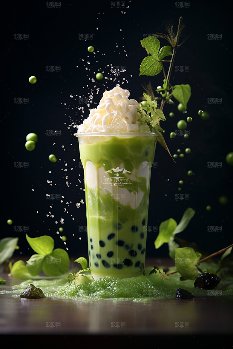 春季奶茶春茶美食商品模型