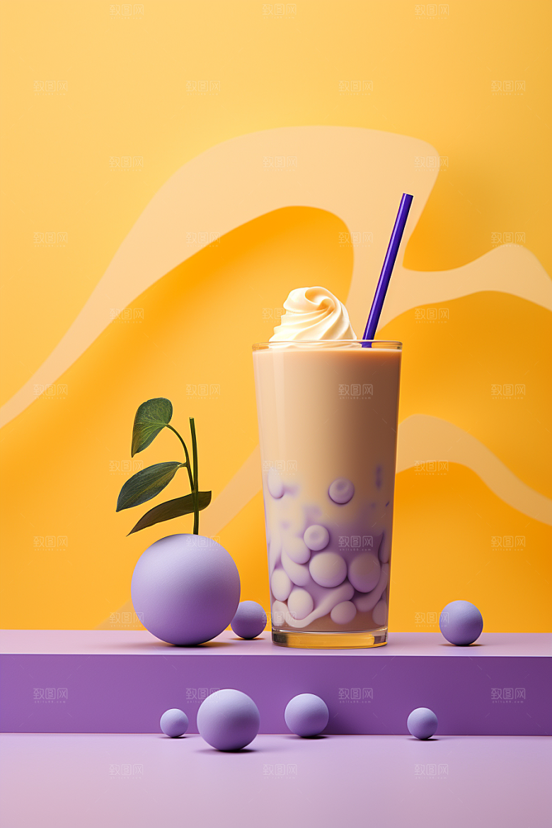 春季奶茶新年绿茶商品模型