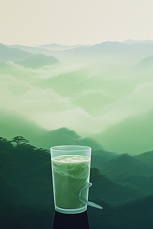 春季奶茶绿茶高清商品模型