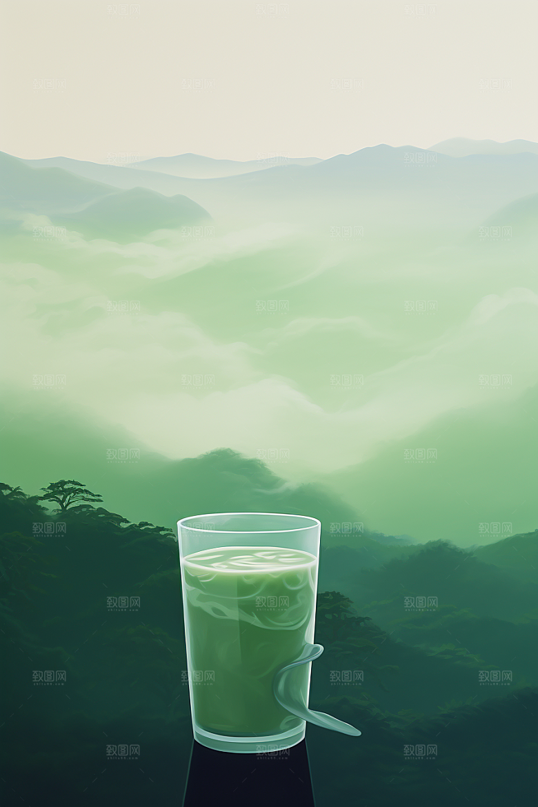 春季奶茶绿茶高清商品模型