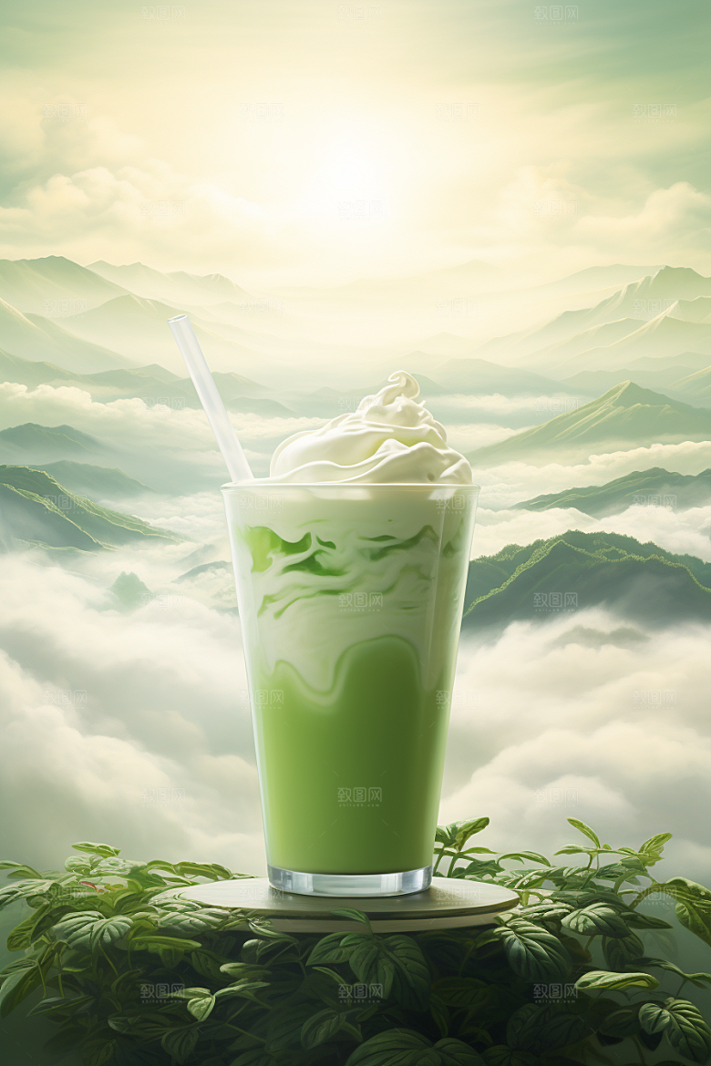 春季奶茶春茶清新商品模型