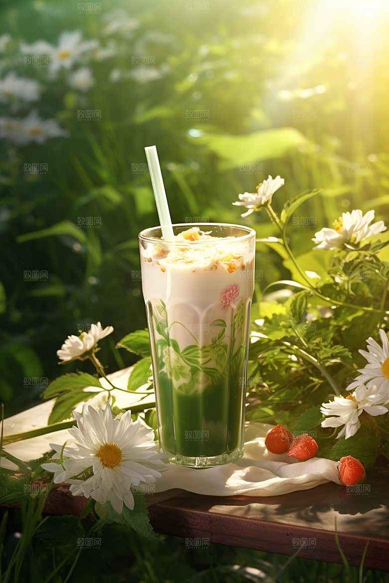春季奶茶春茶绿茶商品模型