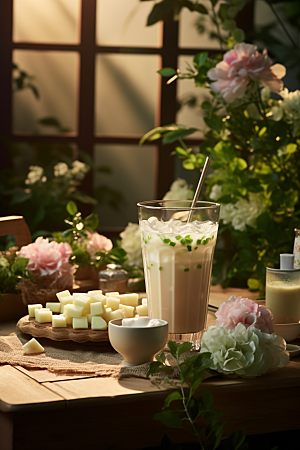 春季奶茶美食高清商品模型