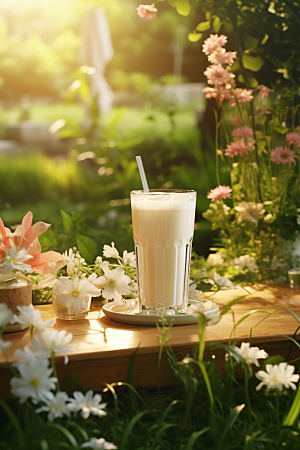 春季奶茶热饮清新商品模型