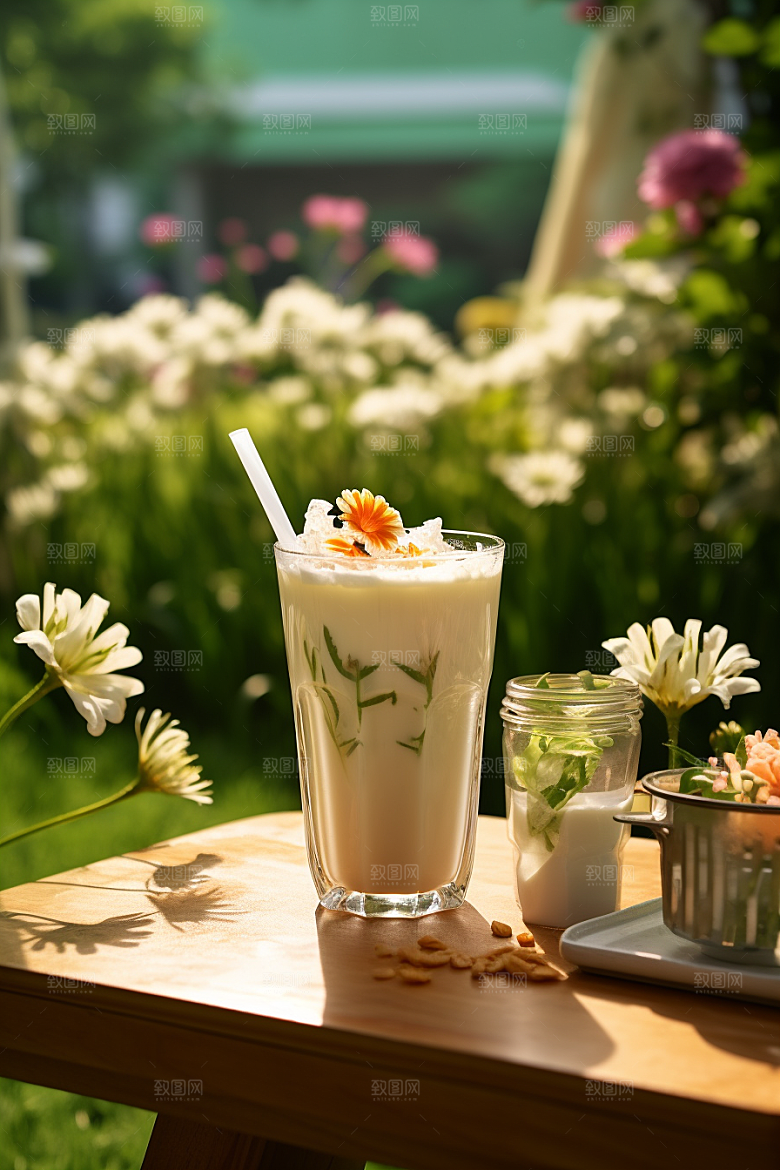 春季奶茶美食绿茶商品模型