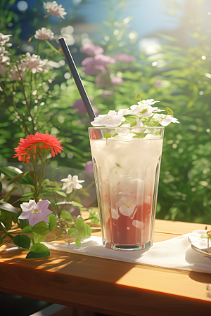 春季奶茶高清美食商品模型