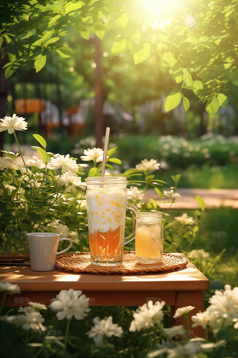 春季奶茶绿茶春季新品商品模型