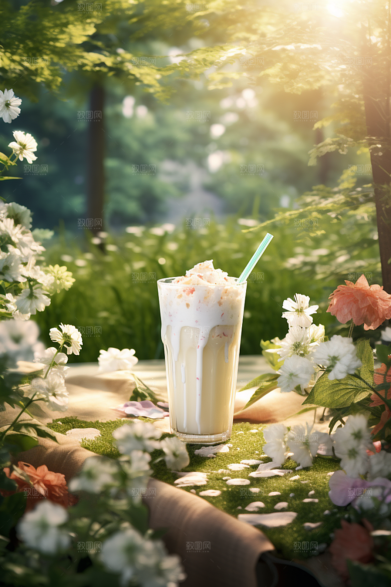 春季奶茶春茶绿茶商品模型