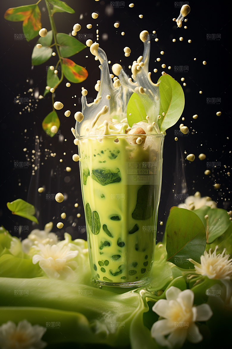 春季奶茶美食原叶新茶商品模型