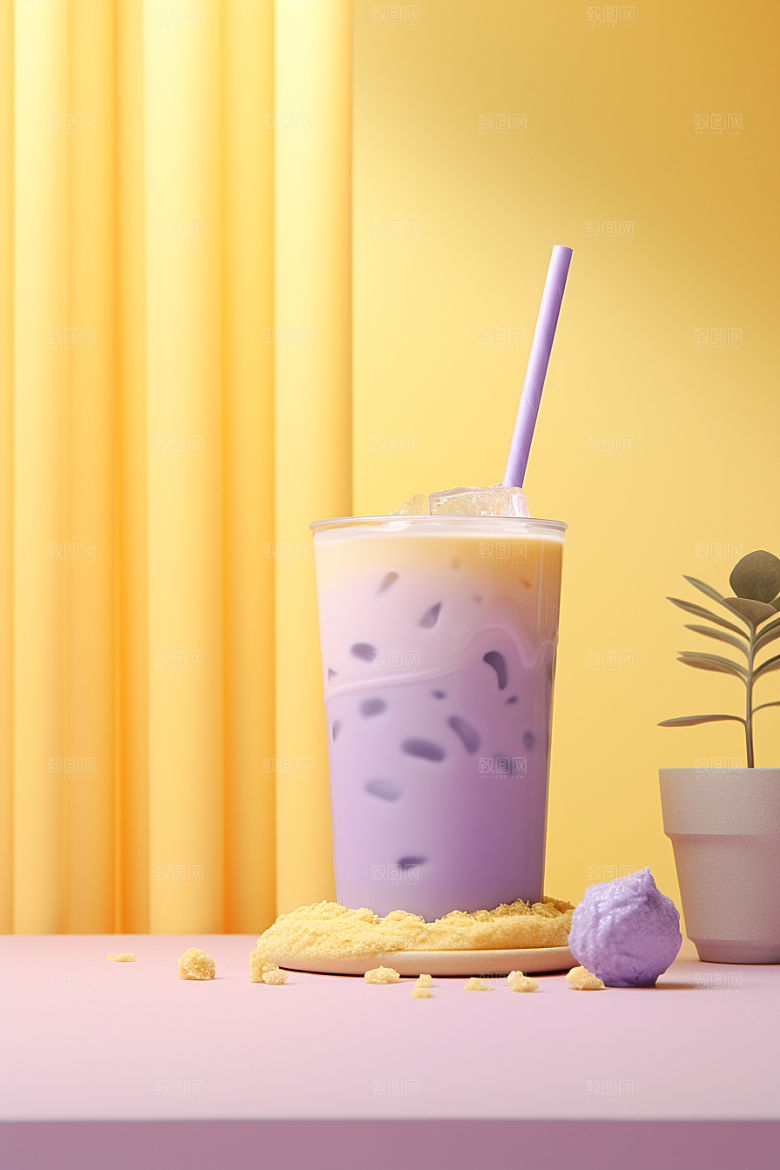 春季奶茶春季新品美食商品模型