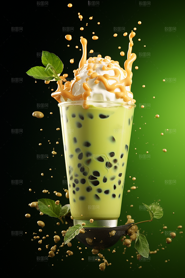 春季奶茶清新新年商品模型