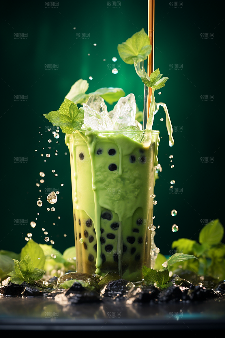 春季奶茶清新高清商品模型