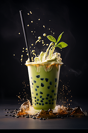 春季奶茶绿茶原叶新茶商品模型