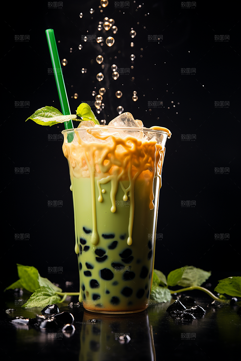春季奶茶高清新年商品模型