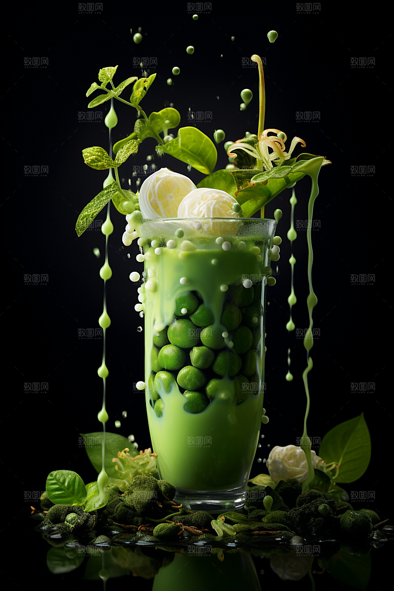 春季奶茶清新原叶新茶商品模型