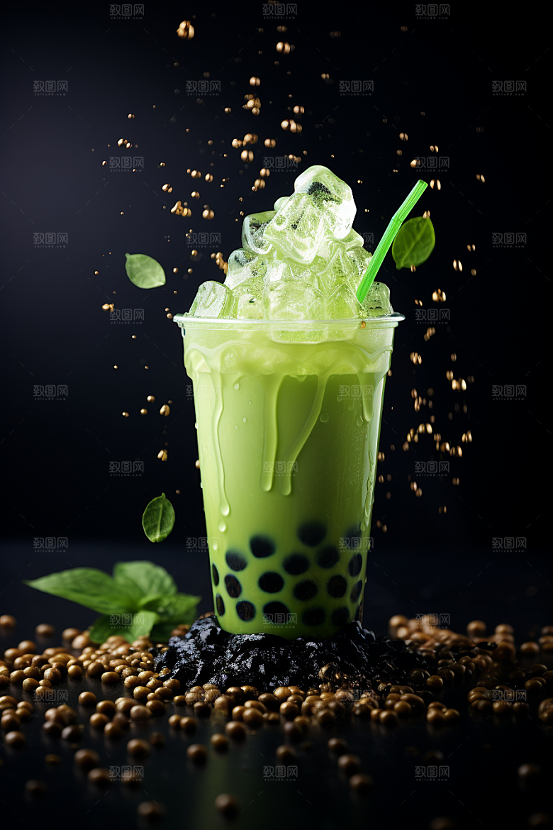 春季奶茶高清新年商品模型
