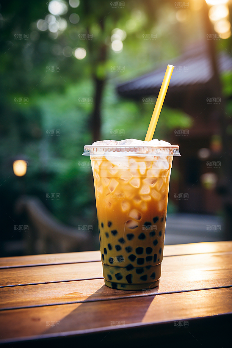 春季奶茶清新新年商品模型