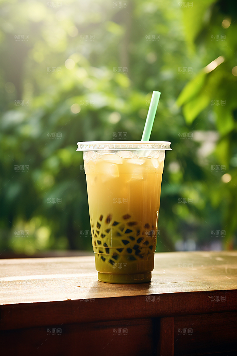 春季奶茶绿茶热饮商品模型
