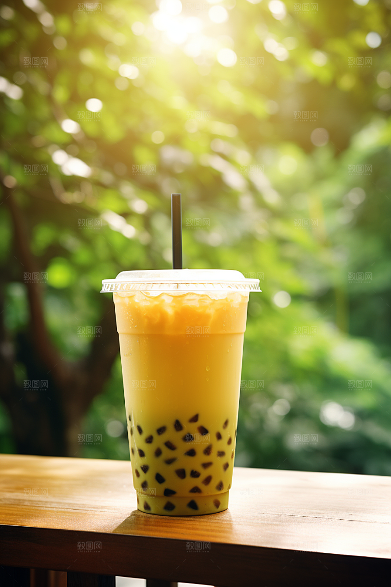 春季奶茶绿茶热饮商品模型