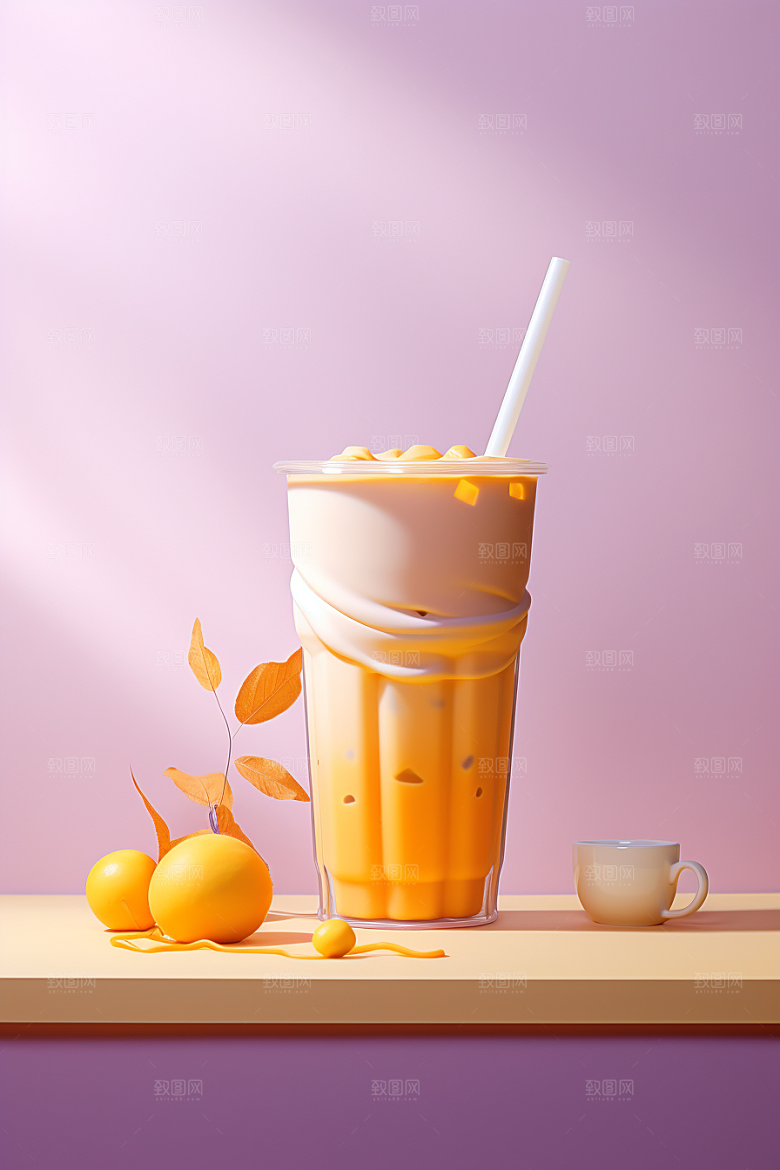 春季奶茶清新新年商品模型