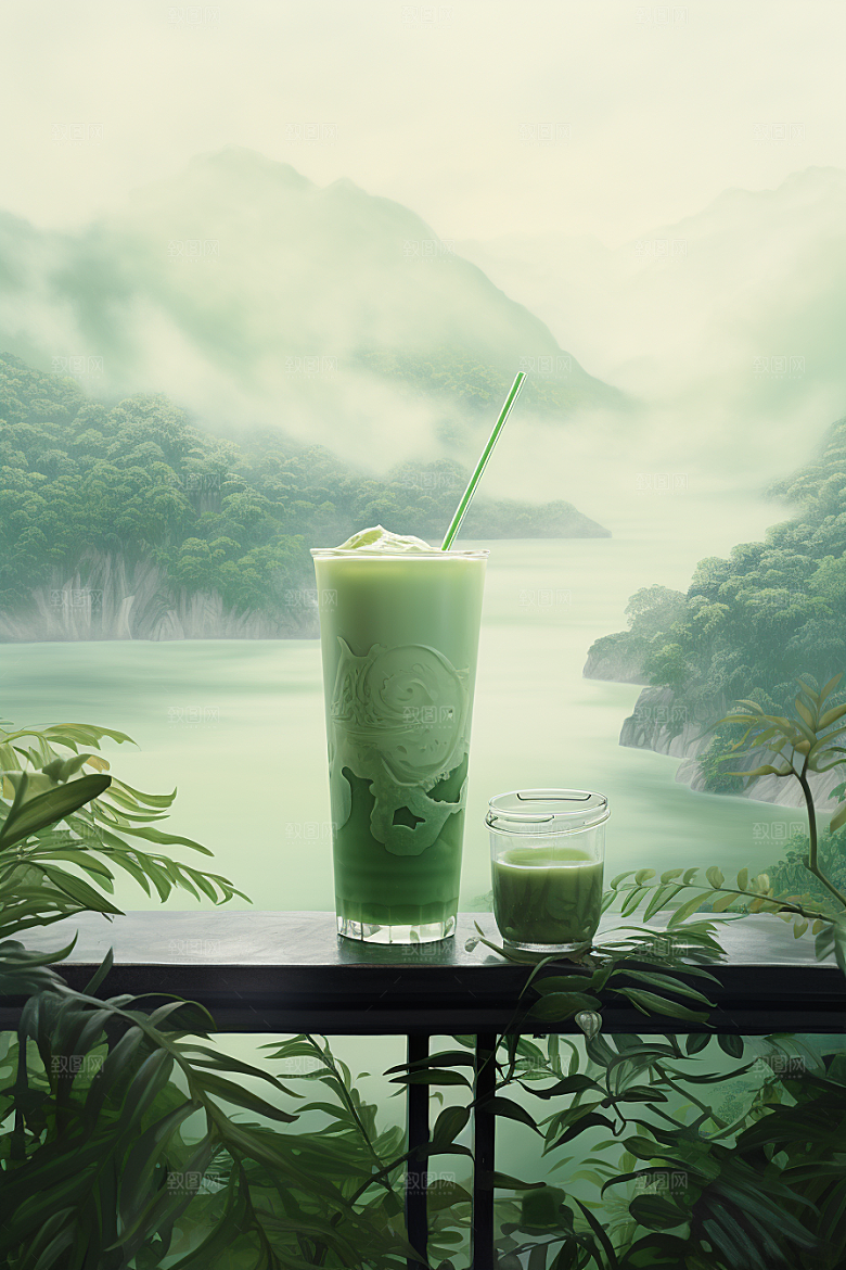 春季奶茶热饮春茶商品模型