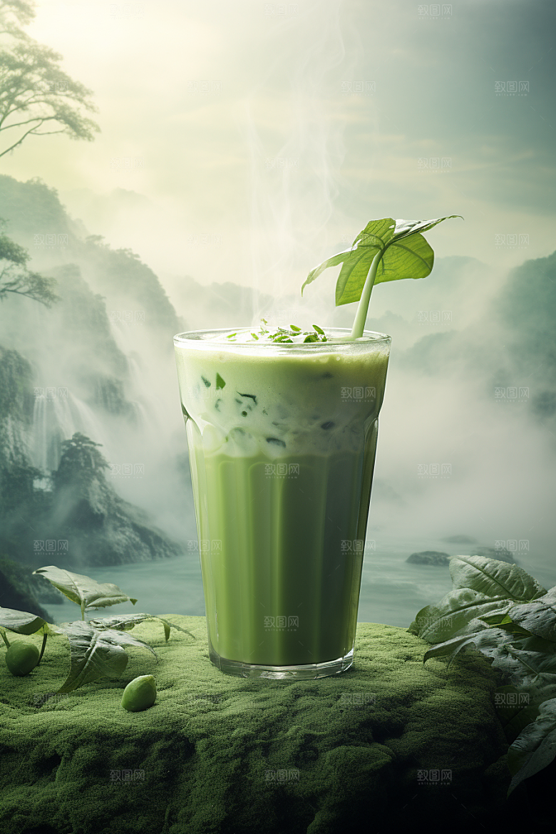 春季奶茶绿茶春茶商品模型