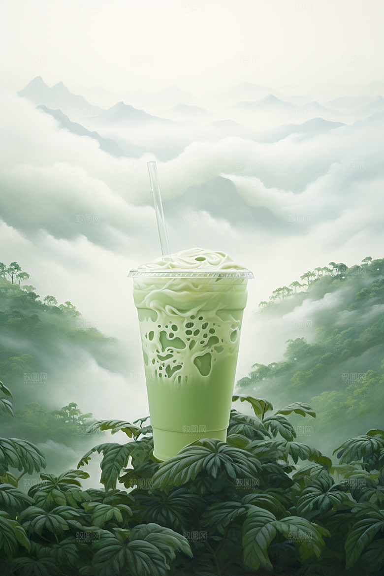 春季奶茶原叶新茶热饮商品模型