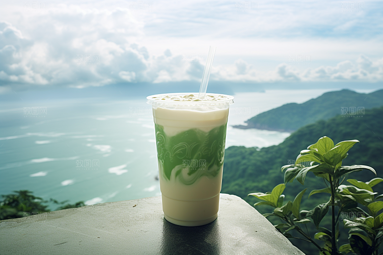 春季奶茶绿茶春茶商品模型