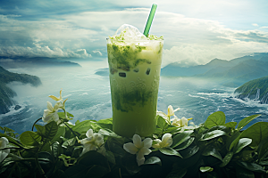 春季奶茶原叶新茶绿茶商品模型