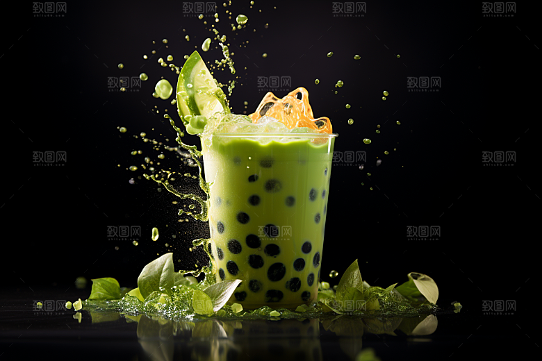 春季奶茶春茶新年商品模型