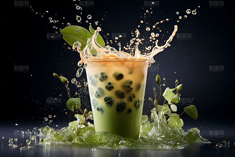 春季奶茶高清原叶新茶商品模型