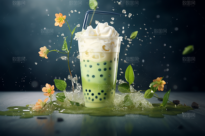 春季奶茶高清春茶商品模型