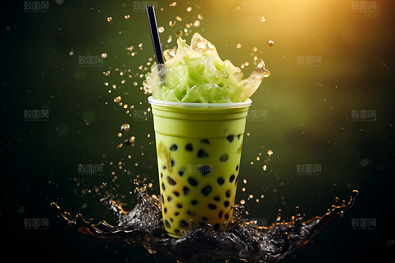 春季奶茶高清清新商品模型