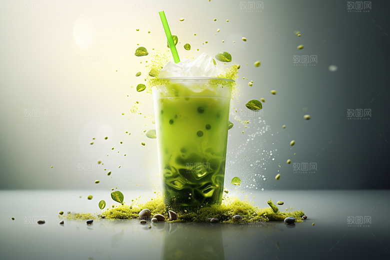 春季奶茶热饮原叶新茶商品模型