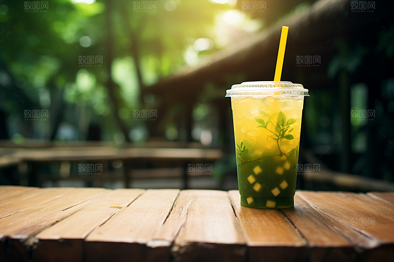 春季奶茶绿茶热饮商品模型