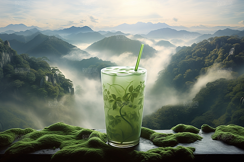 春季奶茶美食原叶新茶商品模型