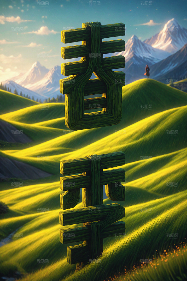 春季春天风光烂漫艺术字